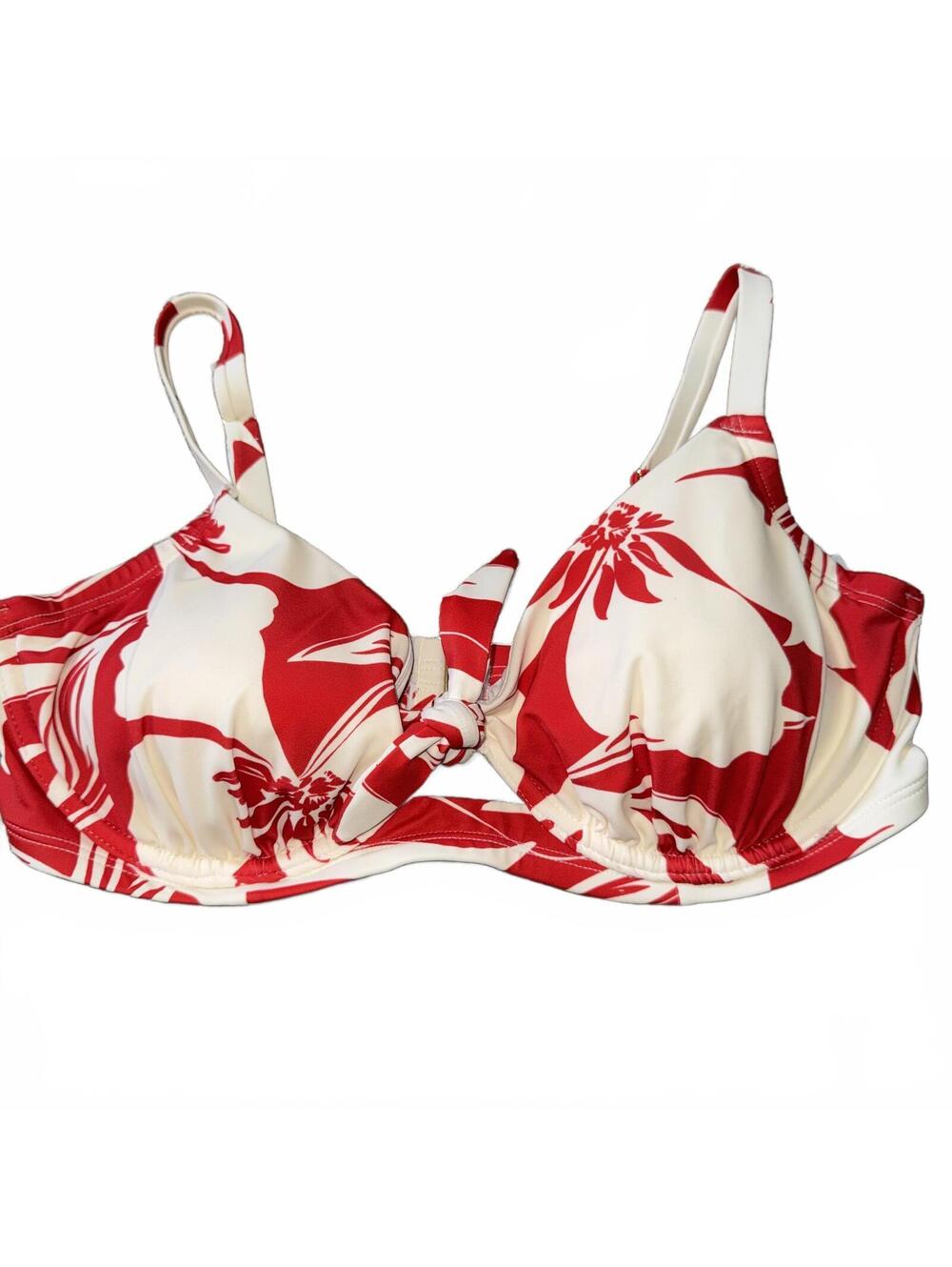 Shade & Shore Floral Bikini Top Women's Size 36DD Underwire Front Tie Swim Top